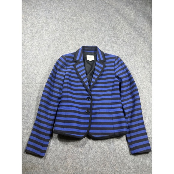 Ann Taylor Loft Jackets & Blazers - Ann Taylor LOFT Womens Blue Black Stripe Blazer Jacket Size 00